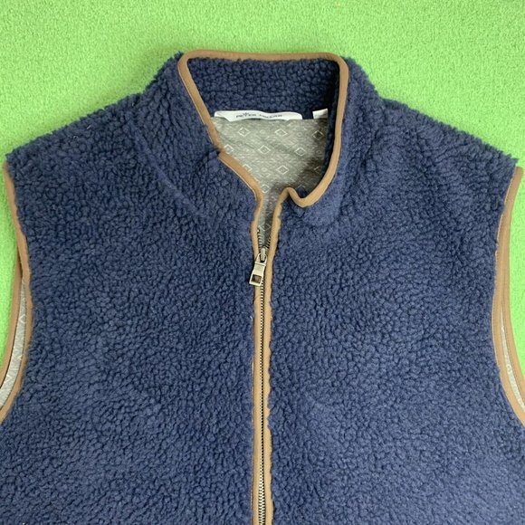 Peter Millar Mountainside Sherpa Vest 2-Way Full Zip Navy Blue Size Large - Picture 4 of 7